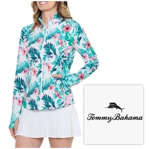 NWT $75 Tommy Bahama Women XS Tropical Floral Zip-Up Jacket UPF 50+ Thumbholes